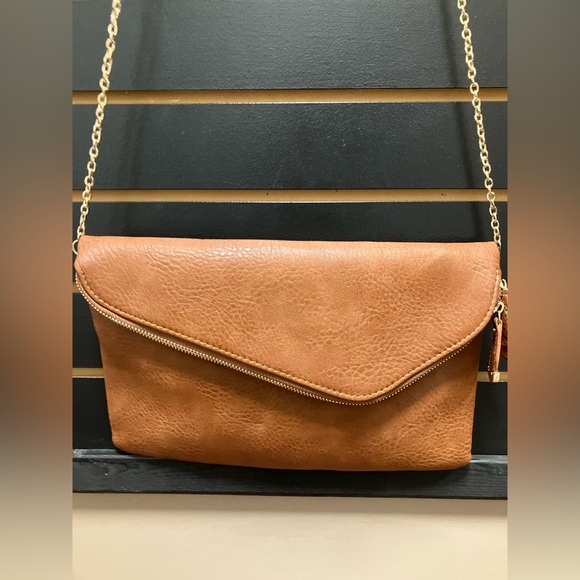 Elegant Tan Leather Clutch - Picture 2 of 5